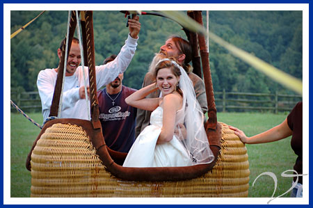 Bride and Groom take of in Asheville Hot Air Balloon