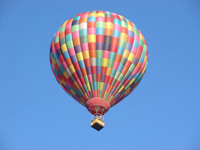 Asheville Hot Air Balloons in clear blue sky